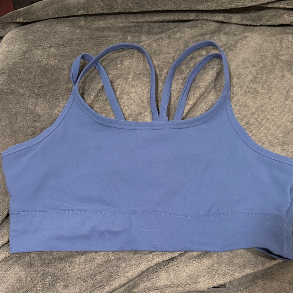 Fabletics Blue Sports Bra XL Strappy Back Workout Gym Athleisure Supportive